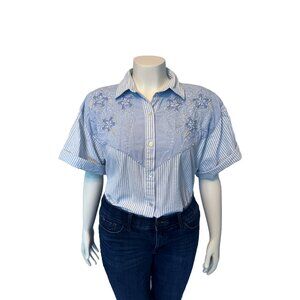 Vintage Jane Ashely Striped Beaded Button-up (XXL)